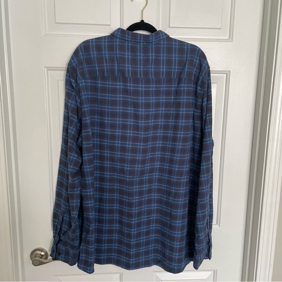 Artefact Slim Navy Blue Black Plaid Button Front 2XL Tall Shirt - Picture 2 of 6